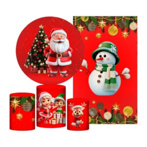 Kit Natal Painel Redondo + Trio Capas + Retangular Tecido