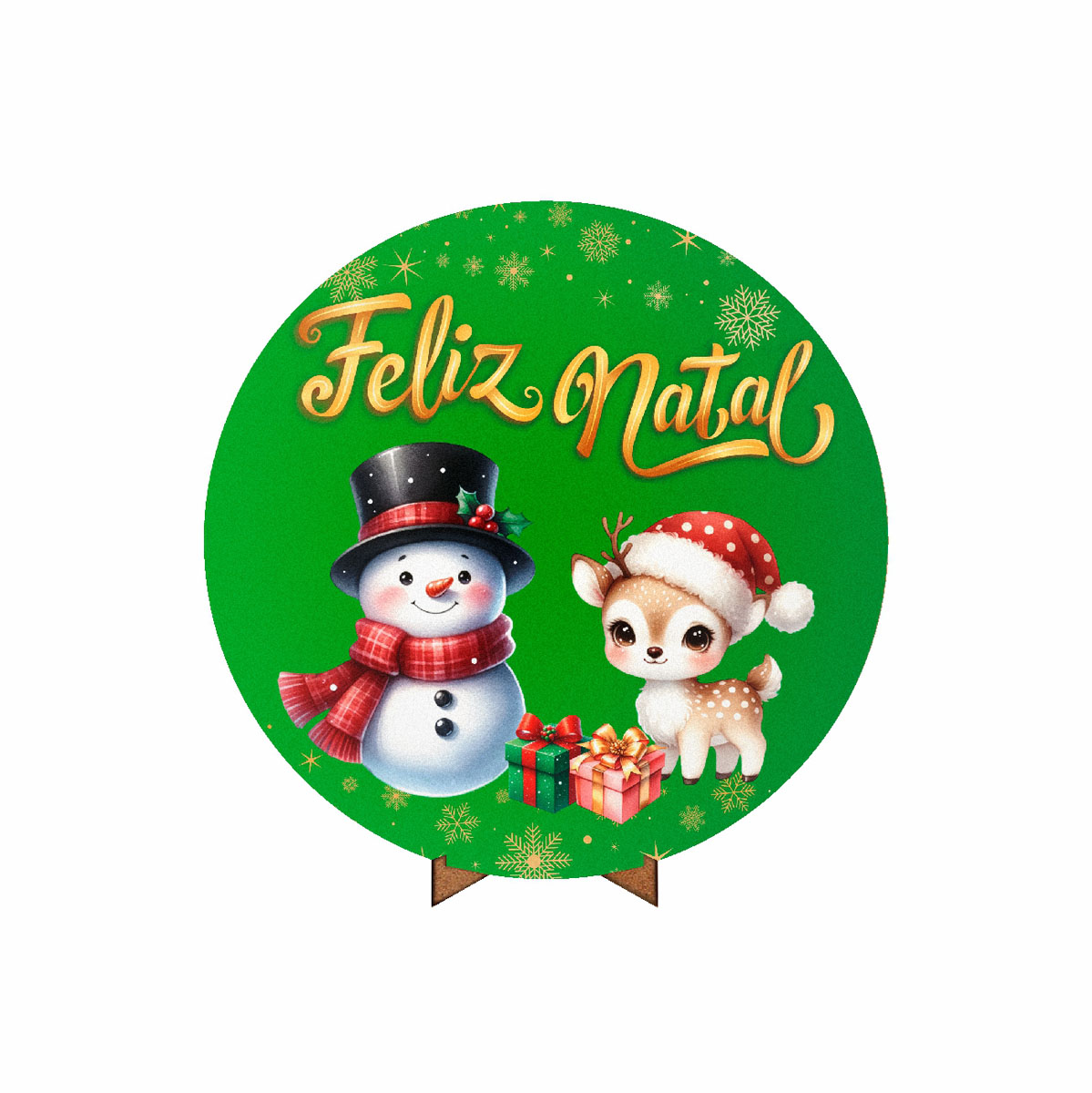 Painel Redondo 3D Natal 50cm X 50cm Em Tecido Com Suporte MDF