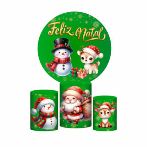 Trio Cilindro + Painel Redondo Natal 3D 1,50m Veste Fácil