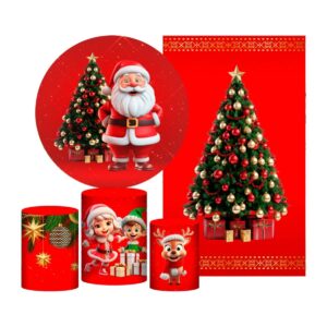 Kit Natal Painel Redondo + Trio Capas + Retangular Tecido