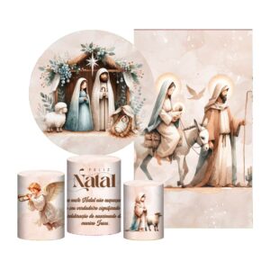 Kit Natal Painel Redondo + Trio Capas + Retangular Tecido