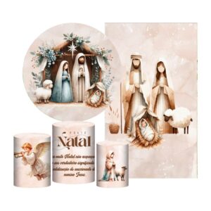 Kit Natal Painel Redondo + Trio Capas + Retangular Tecido