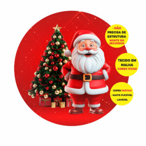 Painel Abre Fácil Natal 3D Redondo 1,50 X 1,50m