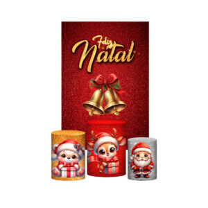 Kit Casado Natal 3d Trio Capa Cilindro + Retangular Tecido
