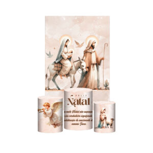 Kit Casado Natal 3d Trio Capa Cilindro + Retangular Tecido