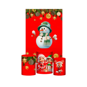 Kit Casado Natal 3d Trio Capa Cilindro + Retangular Tecido