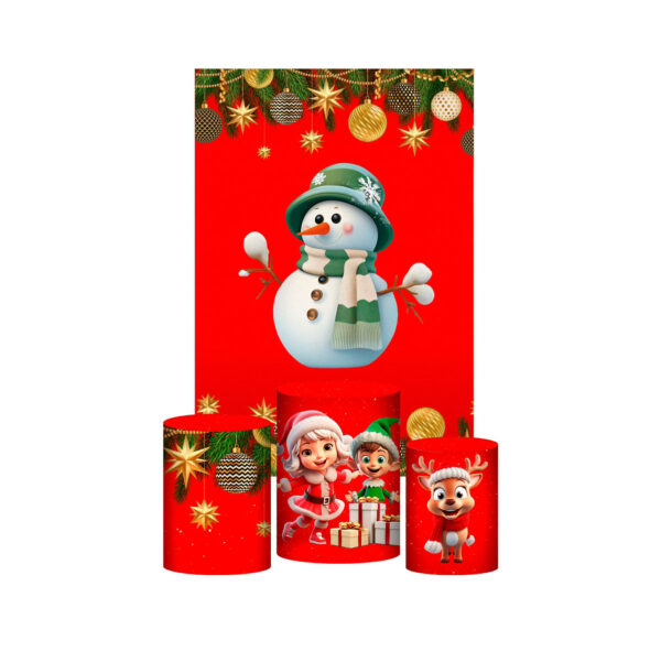 Kit Casado Natal 3d Trio Capa Cilindro + Retangular Tecido