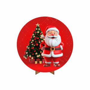 Painel Redondo 3D Natal  50cm X 50cm Em Tecido Com Suporte MDF