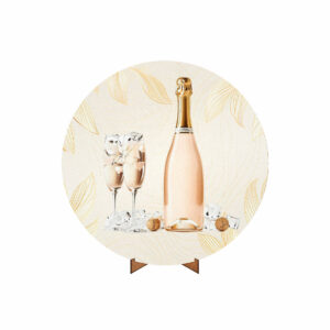 Painel Redondo 3D Ano Novo Reveillon 50cm X 50cm Em Tecido Com Suporte MDF