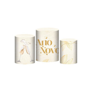 Trio Capa Cilindro Ano Novo 3D Em Tecido Com Elástico