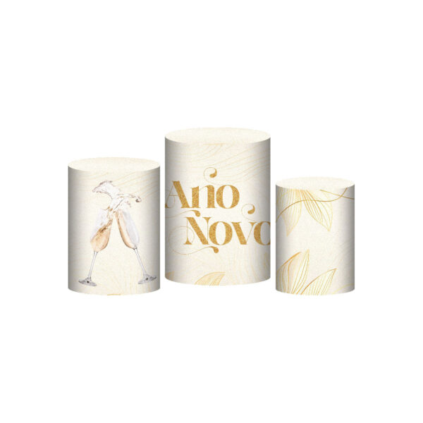 Trio Capa Cilindro Ano Novo 3D Em Tecido Com Elástico
