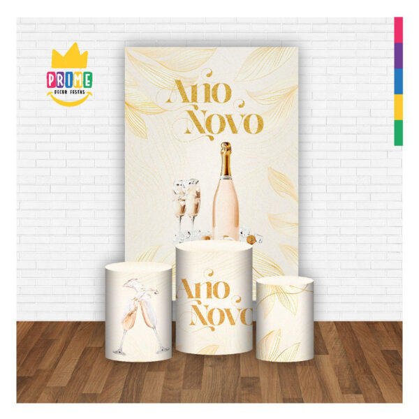 Kit Casado Ano Novo Reveillon 3d Trio Capa Cilindro + Retangular Tecido - Image 2