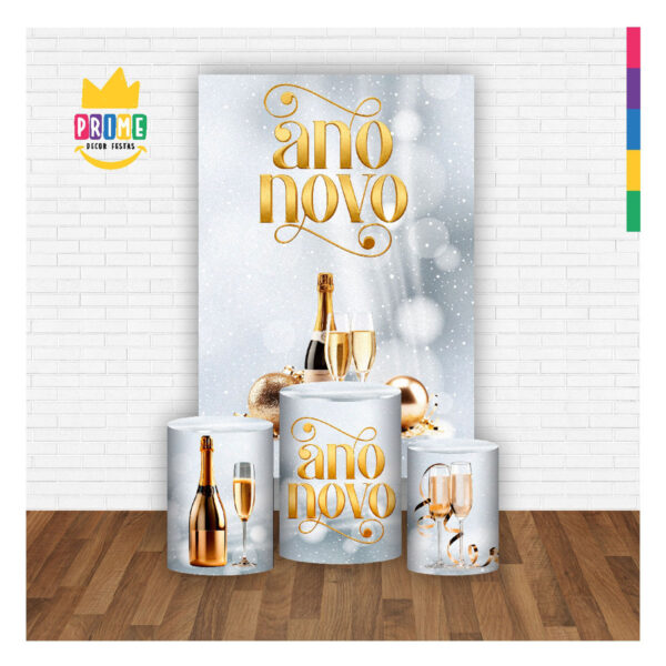 Kit Casado Ano Novo Reveillon 3d Trio Capa Cilindro + Retangular Tecido - Image 2