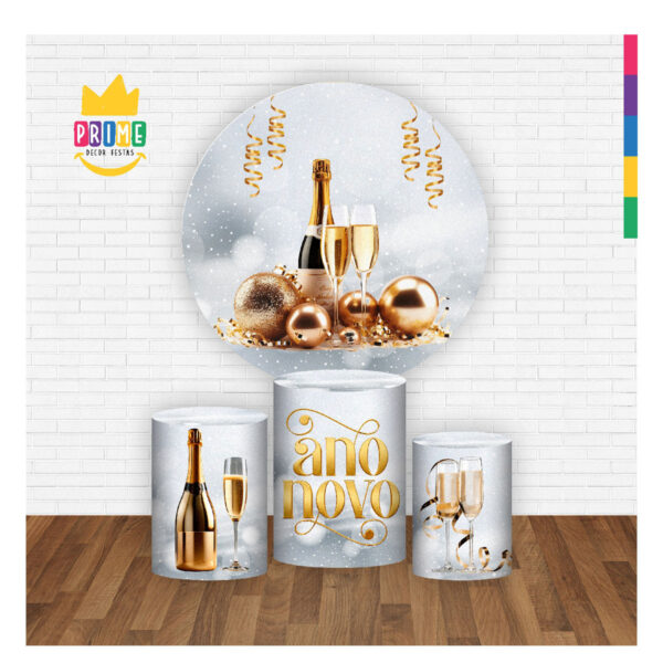 Trio Cilindro + Painel Redondo Ano Novo Reveillon 3D 1,50m Veste Fácil - Image 2