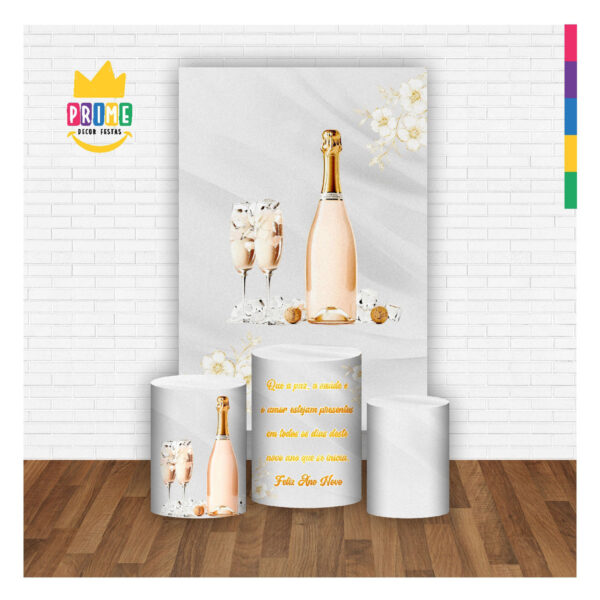 Kit Casado Ano Novo Reveillon 3d Trio Capa Cilindro + Retangular Tecido - Image 2
