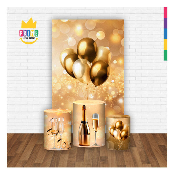 Kit Casado Ano Novo Reveillon 3d Trio Capa Cilindro + Retangular Tecido (cópia) - Image 2