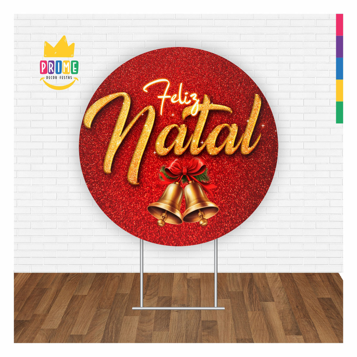 Painel Redondo Natal Decoração 3D Tecido 1,50m x 1,50m - Imagem 2
