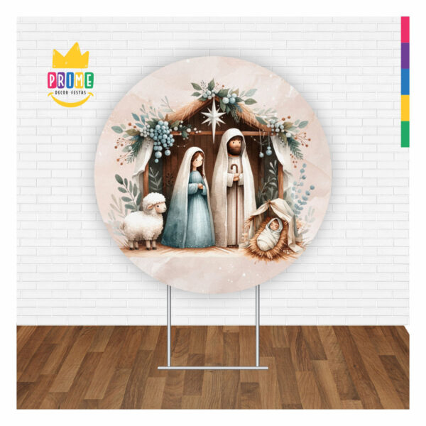 Painel Redondo Natal Decoração 3D Tecido 1,50m x 1,50m - Image 2