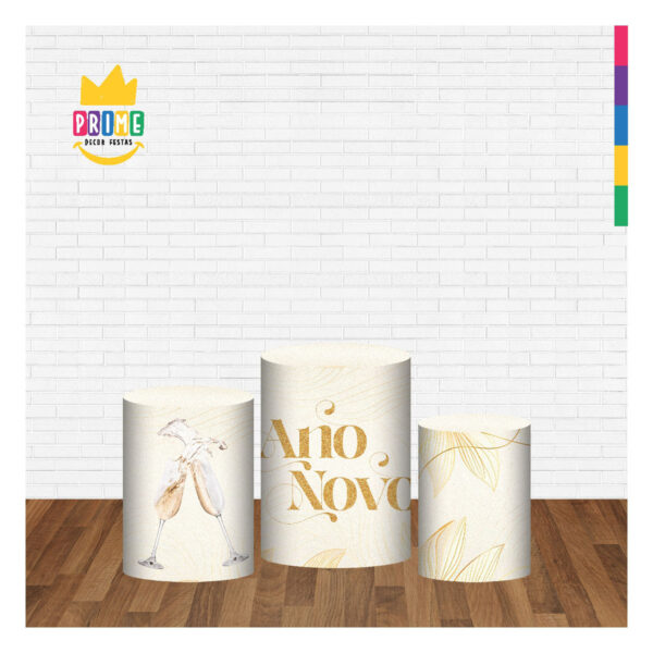 Trio Capa Cilindro Ano Novo 3D Em Tecido Com Elástico - Image 2