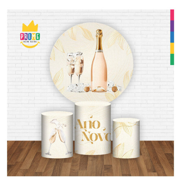Trio Cilindro + Painel Redondo Ano Novo Reveillon 3D 1,50m Veste Fácil - Image 2