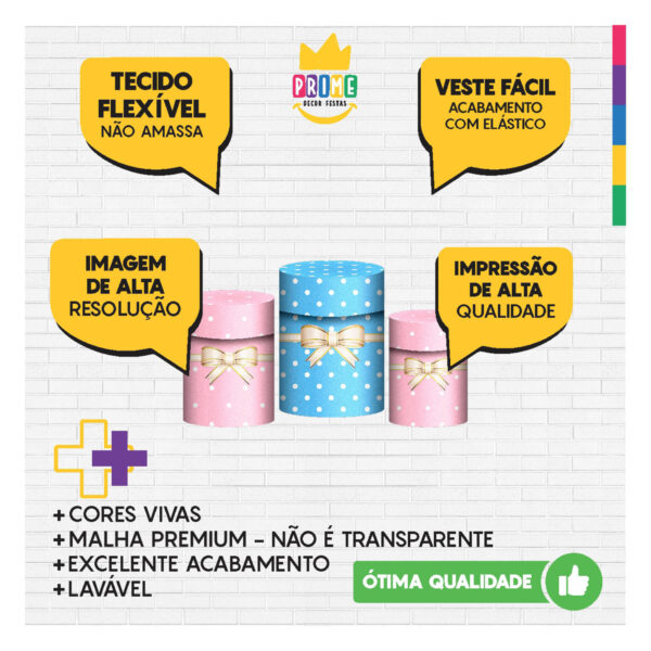 Trio Capa Cilindro Caixa de Presente 3D Em Tecido Com Elástico - Image 3