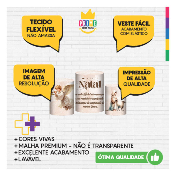 Trio Capa Cilindro Natal 3D Em Tecido Com Elástico - Image 3