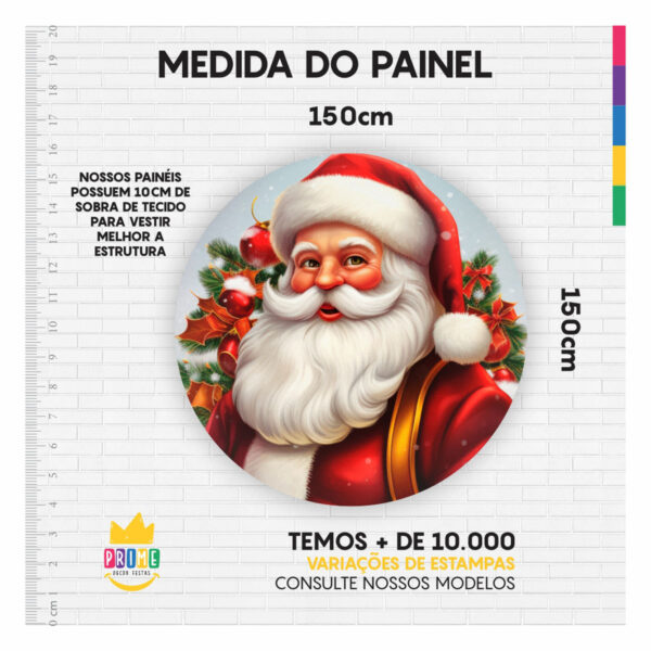 Painel Redondo Natal Decoração 3D Tecido 1,50m x 1,50m - Image 3