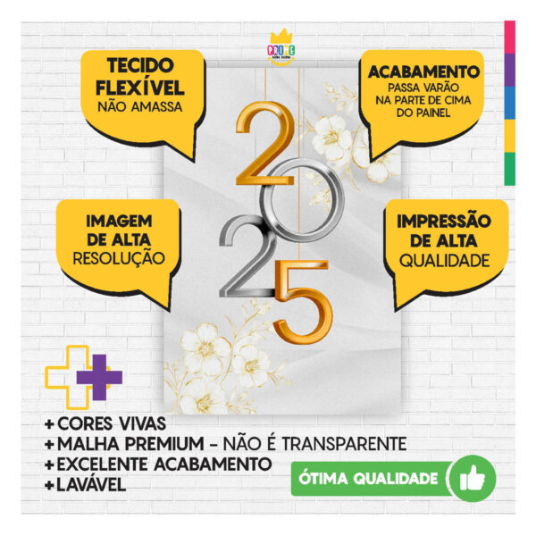 Painel de Festa Retangular Ano Novo Reveillon 3D 1,50m x 2,20 Casadinho - Image 3