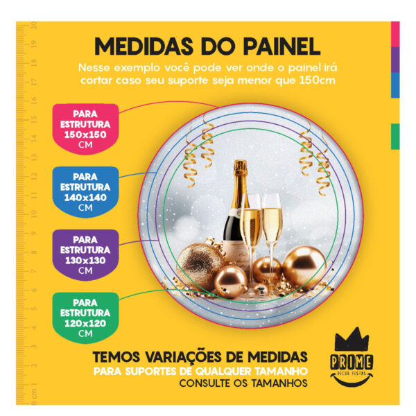 Trio Cilindro + Painel Redondo Ano Novo Reveillon 3D 1,50m Veste Fácil - Image 4