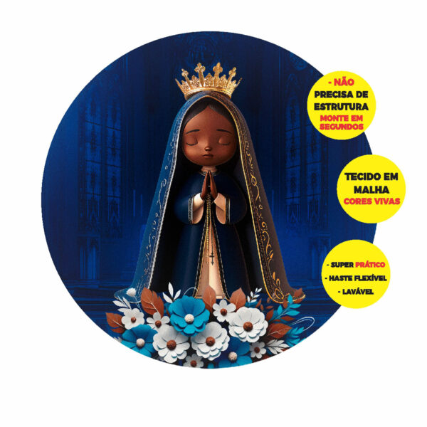 Painel Abre Fácil Nossa Senhora Aparecida 3D Redondo 1,50 X 1,50m