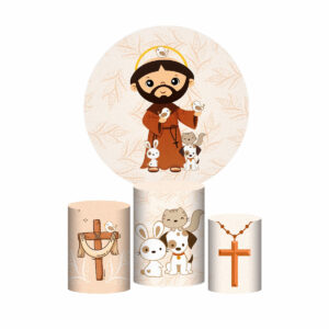 Trio Capa Cilindro + Painel Redondo 3D São Francisco 1,50m Veste Fácil