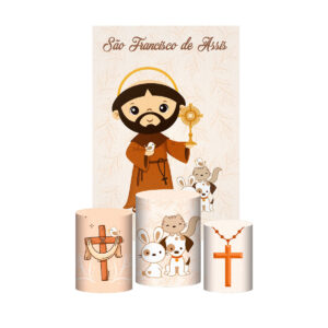 Kit Casado São Francisco 3d Trio Capa Cilindro + Retangular Tecido