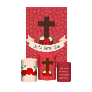 Kit Casado Santa Terezinha 3d Trio Capa Cilindro + Retangular Tecido