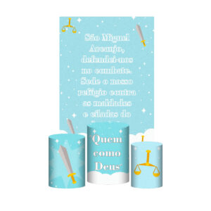 Kit Casado São Miguel Arcanjo 3d Trio Capa Cilindro + Retangular Tecido