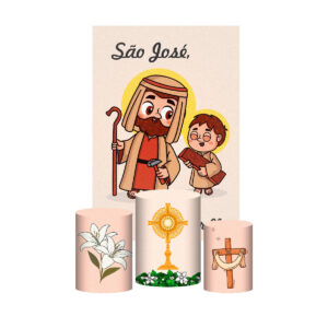 Kit Casado São José 3d Trio Capa Cilindro + Retangular Tecido