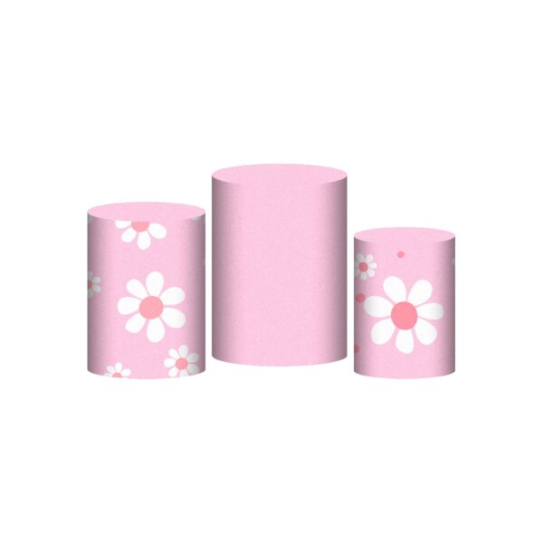 Trio Capa Cilindro Margarida 3D Em Tecido Com Elástico