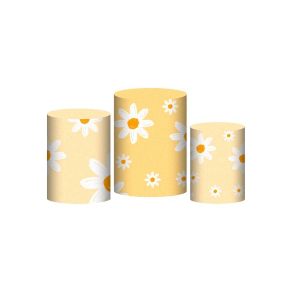 Trio Capa Cilindro Margarida 3D Em Tecido Com Elástico