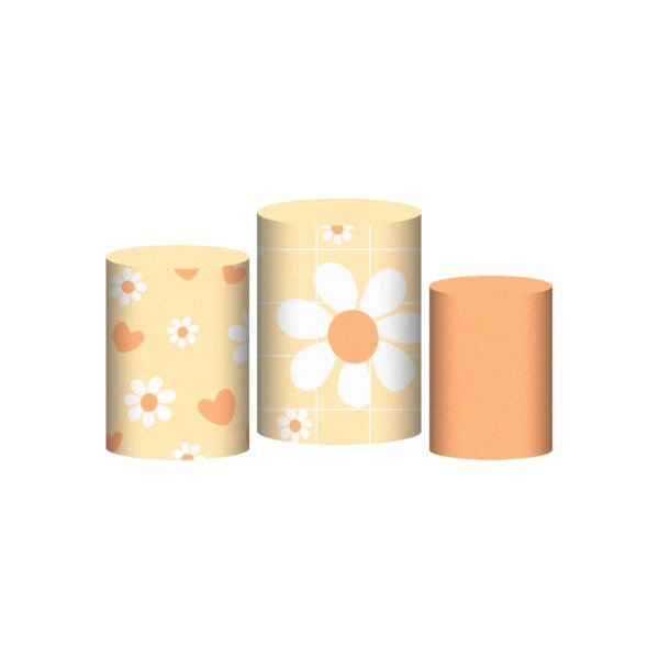 Trio Capa Cilindro Margarida 3D Em Tecido Com Elástico