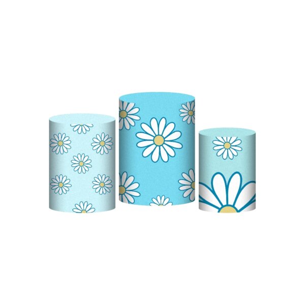 Trio Capa Cilindro Margarida 3D Em Tecido Com Elástico