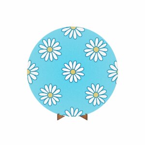 Painel Redondo 3D Margarida 50cm Com Suporte MDF