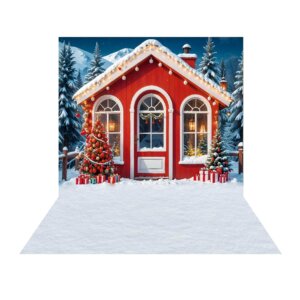 Fundo Fotográfico Natal Casinha Tecido 2,20m x 1,50m F1333