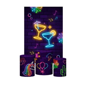 Kit Casado Neon 3d Trio Capa Cilindro + Retangular Tecido