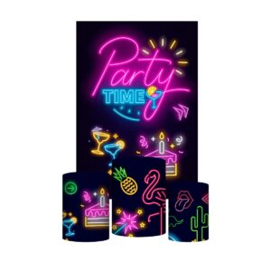 Kit Casado Neon 3d Trio Capa Cilindro + Retangular Tecido