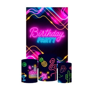 Kit Casado Neon 3d Trio Capa Cilindro + Retangular Tecido