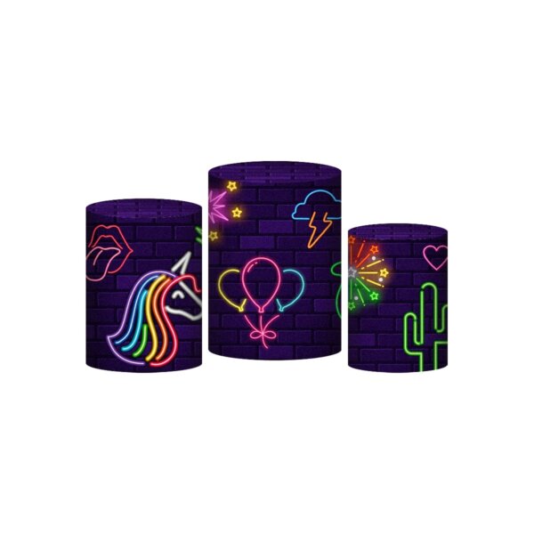 Trio Capa Cilindro Neon 3D Em Tecido Com Elástico