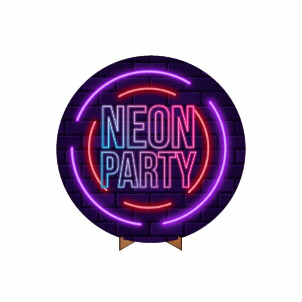 Painel Redondo 3D Neon 50cm Com Suporte MDF