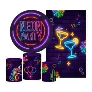 Kit Neon Painel Redondo + Trio Capas + Retangular Tecido