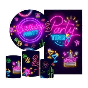 Kit Neon Painel Redondo + Trio Capas + Retangular Tecido