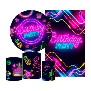 Kit Neon Painel Redondo + Trio Capas + Retangular Tecido