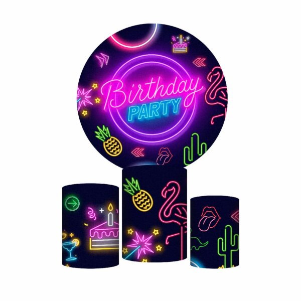 Trio Capa Cilindro + Painel Redondo 3D Neon 1,50m Veste Fácil